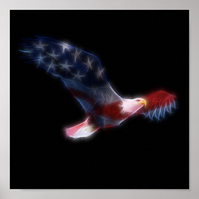 Patriotic American Flag Bald Eagle Poster (Vorne)