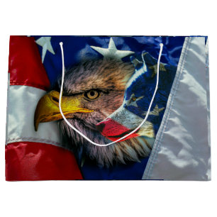 Patriotic American Flag Bald Eagle Wolf Große Geschenktüte