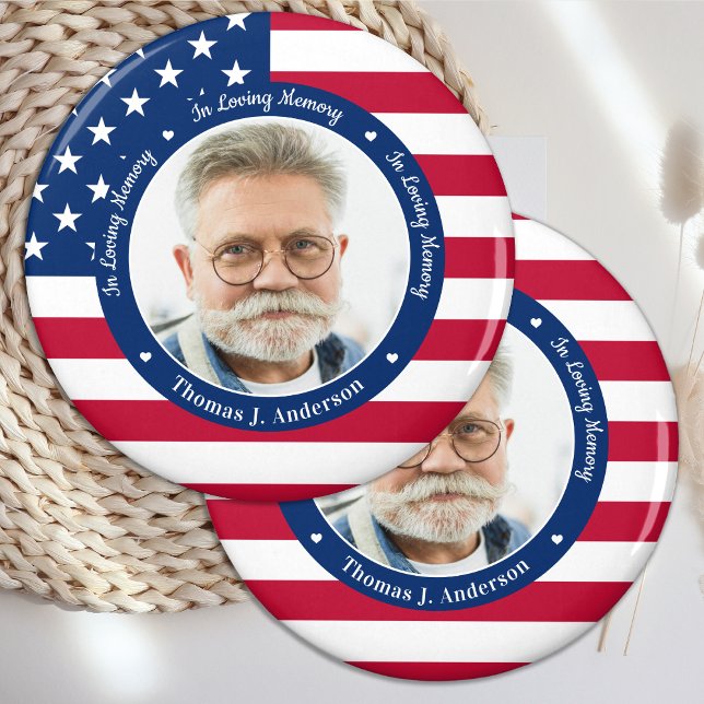 Patriotic American Flag Custom Foto Memorial Magnet (Von Creator hochgeladen)