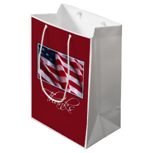 Patriotic American Flag Danke an Red Mittlere Geschenktüte