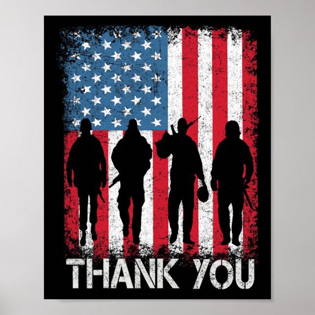 Patriotic American Flag Danke für Männer Frauen Ki Poster (Vorne)