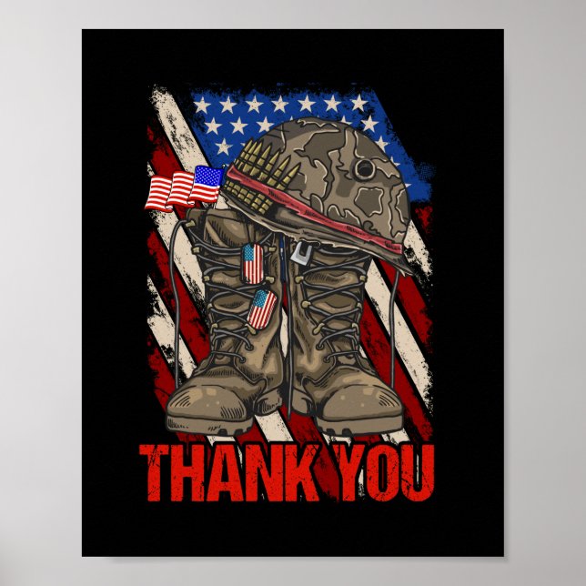 Patriotic American Flag Danke Poster (Vorne)