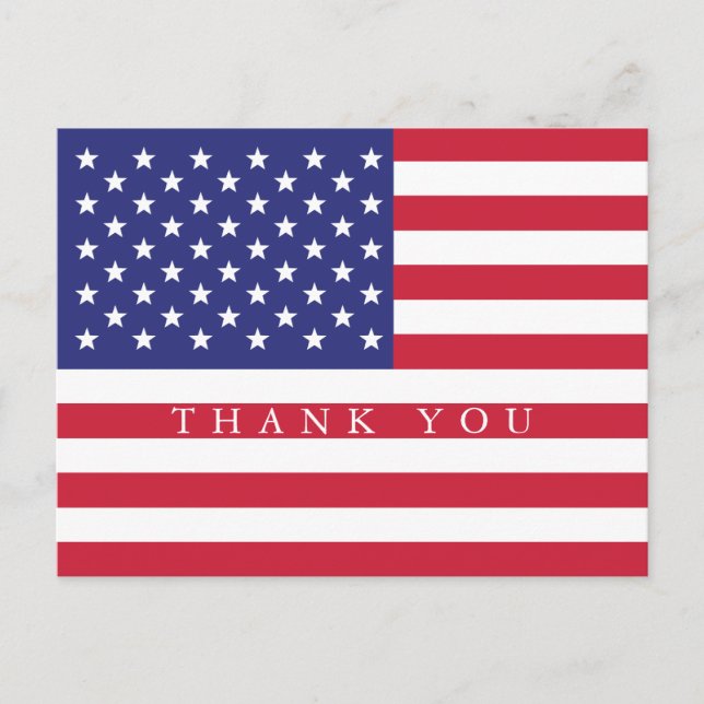 Patriotic American Flag Danke Postkarte (Vorderseite)