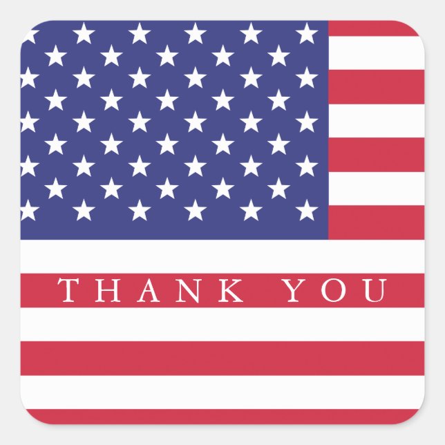 Patriotic American Flag Danke Quadratischer Aufkleber (Vorderseite)