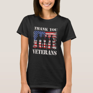Patriotic American Flag Danke Veterans für Männer T-Shirt
