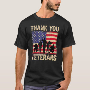 Patriotic American Flag Danke Veterans für Männer T-Shirt