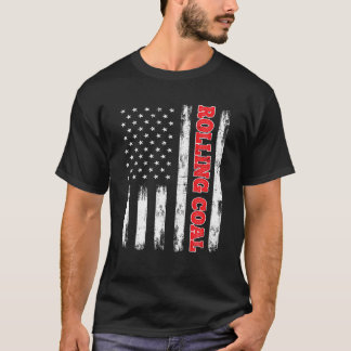 Patriotic American Flag Diesel Power Rolling Coal T-Shirt