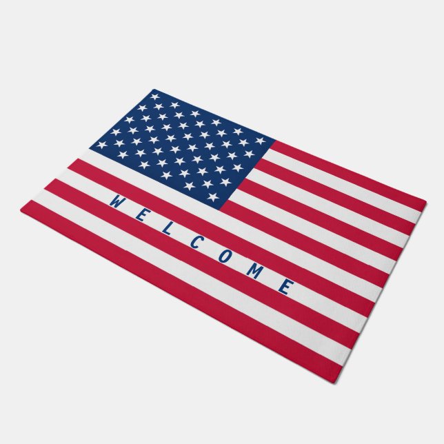 Patriotic American Flag Doormat Fußmatte (Schrägansicht)