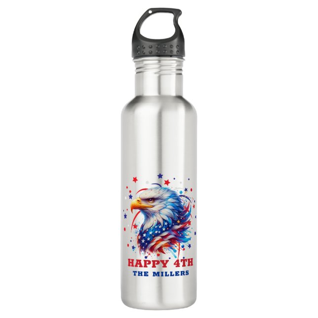 Patriotic American Flag Eagle Edelstahlflasche (Vorderseite)