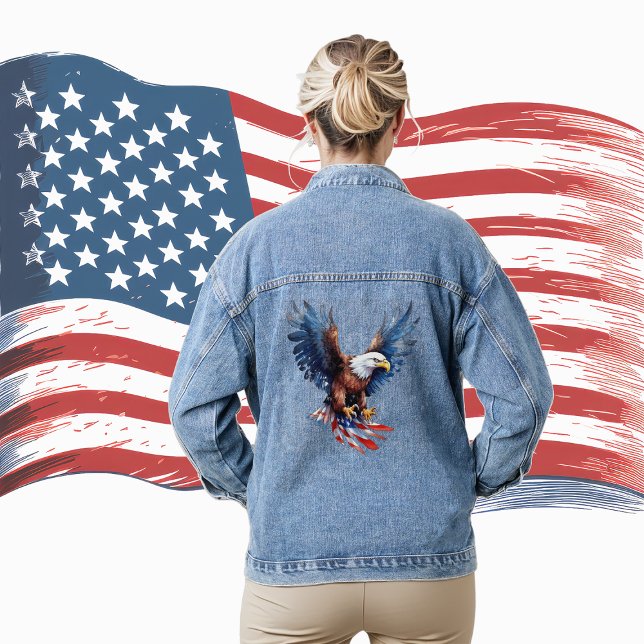 Patriotic American Flag Eagle Jeansjacke (Von Creator hochgeladen)
