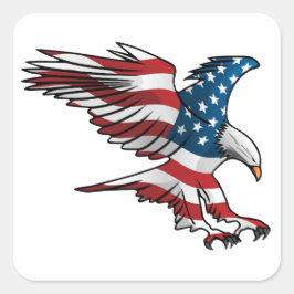 Patriotic American Flag Eagle Quadratischer Aufkleber