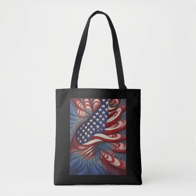 Patriotic American Flag Fractal Tasche (Vorderseite)