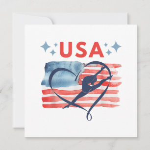 Patriotic American Flag Gymnastics Design für die  Einladung