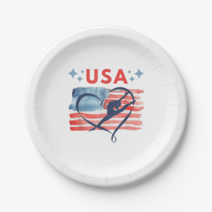 Patriotic American Flag Gymnastics Design für die Pappteller