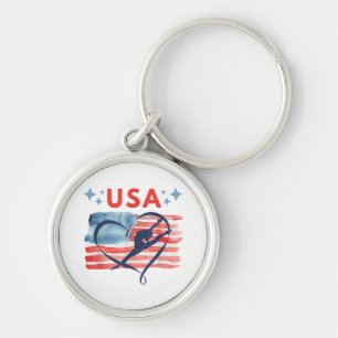 Patriotic American Flag Gymnastics Design für die Schlüsselanhänger