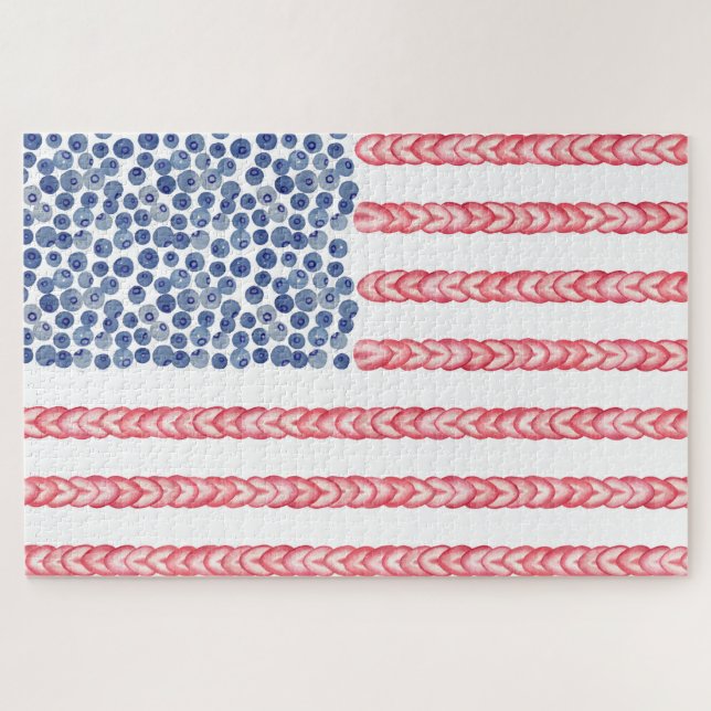 Patriotic American Flag In Watercolor (Horizontal)
