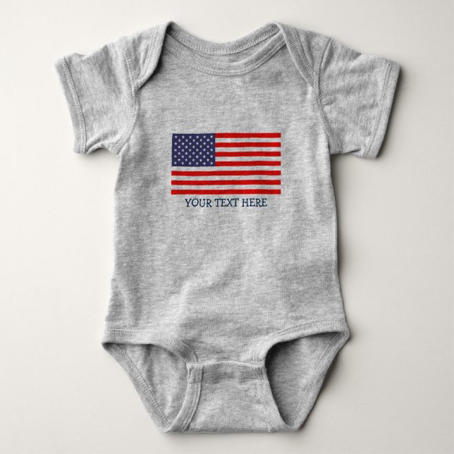 Patriotic American Flag Jersey Baby Bodysuit Baby Strampler (Vorderseite)