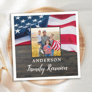 Patriotic American Flag Military Family Wiedersehe Serviette