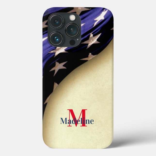 Patriotic American Flag Monogram Case-Mate iPhone Hülle (Rückseite)