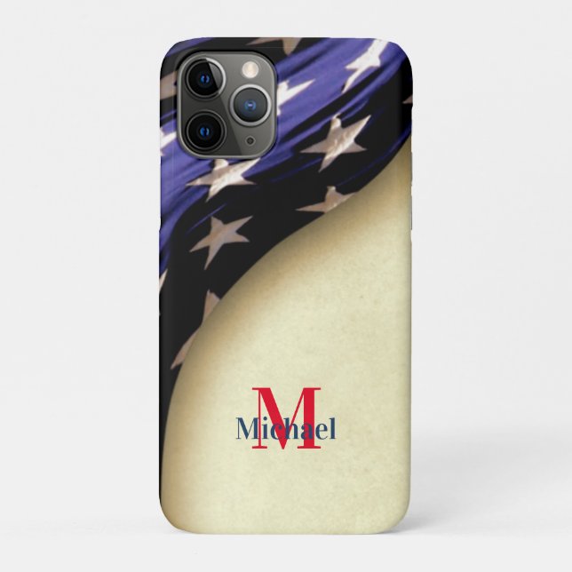 Patriotic American Flag Monogram Case-Mate iPhone Hülle (Rückseite)