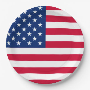 Patriotic American Flag Paper Plate Pappteller
