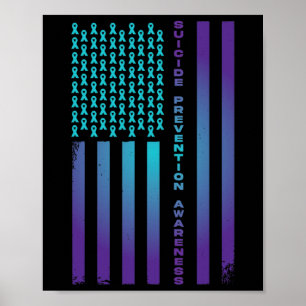 Patriotic American Flag Suicide Prevention Awar Poster
