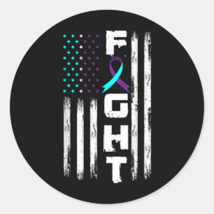 Patriotic American Flag Suicide Prevention Awar Runder Aufkleber