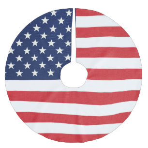 Patriotic American Flag Tree Skirt Polyester Weihnachtsbaumdecke