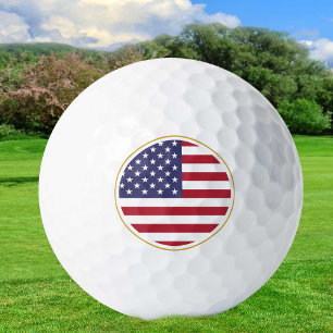 Patriotic American Flag & USA Golf Balls / Gold Golfball