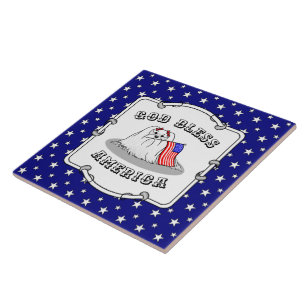 Patriotic American Flag USA Maltese Dog - Niedlich Fliese