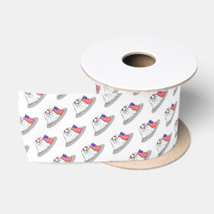 Patriotic American Flag USA Maltese Dog - Niedlich Satinband