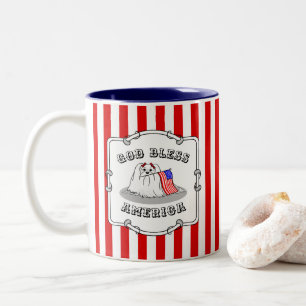 Patriotic American Flag USA Maltese Dog - Niedlich Zweifarbige Tasse