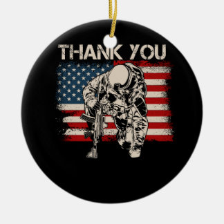 Patriotic American Flag Vielen Dank Veteran Indepe Keramik Ornament