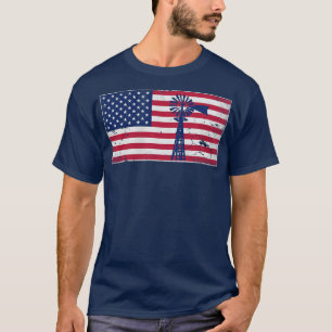 Patriotic American Flag Windmill USA 4. Juli T-Shirt