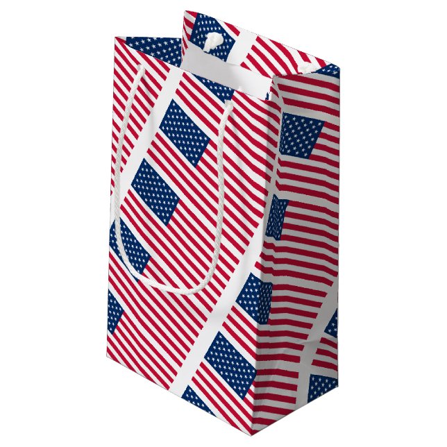 Patriotic American Flags Geschenktasche Kleine Geschenktüte (Rückseite Schrägansicht)
