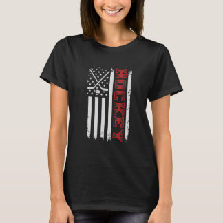Patriotic American Goalie US Flag Hockey Stick Hoc T-Shirt