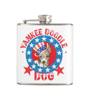 Patriotic American Hairless Terrier Flachmann