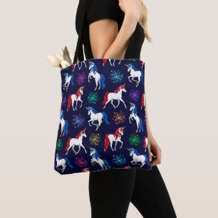 Patriotic American Red White Blue Unicorns Tasche