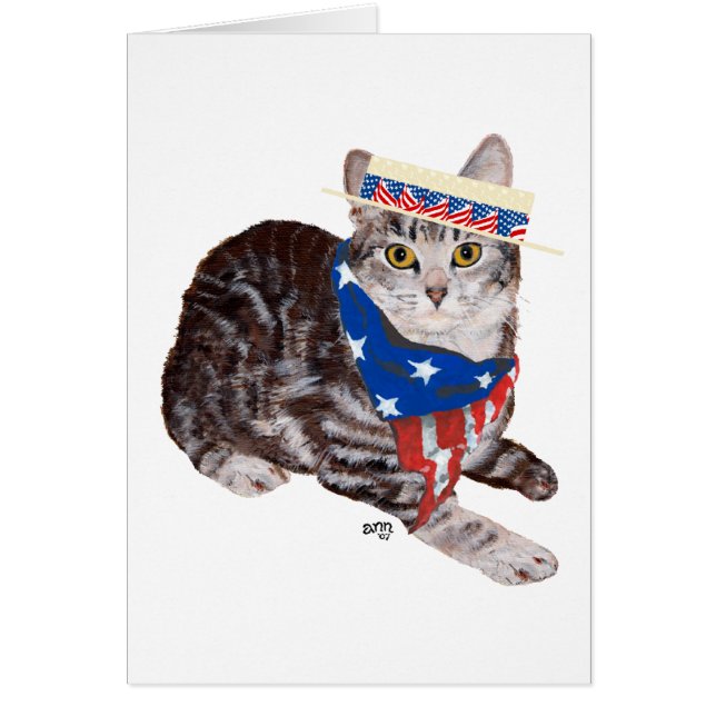 Patriotic American Shorthair Tabby Cat (Vorne)