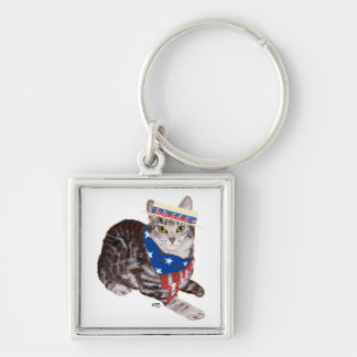 Patriotic American Shorthair Tabby Cat Schlüsselanhänger