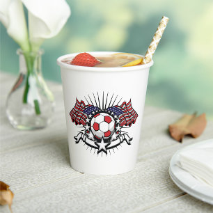 Patriotic American Soccer Design USA Flag Football Pappbecher