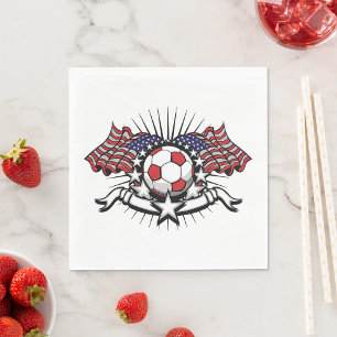 Patriotic American Soccer Design USA Flag Football Serviette