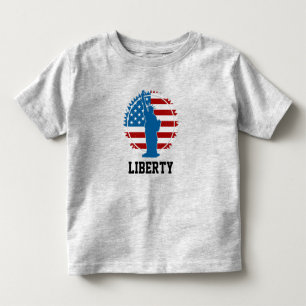Patriotic American Statue of Liberty Round Flag Kleinkind T-shirt