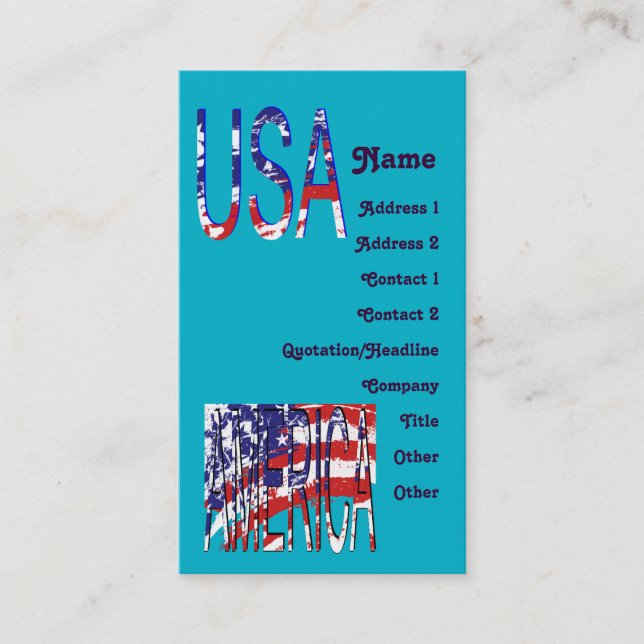 Patriotic American USA Create Your Own Visitenkarte (Vorderseite)