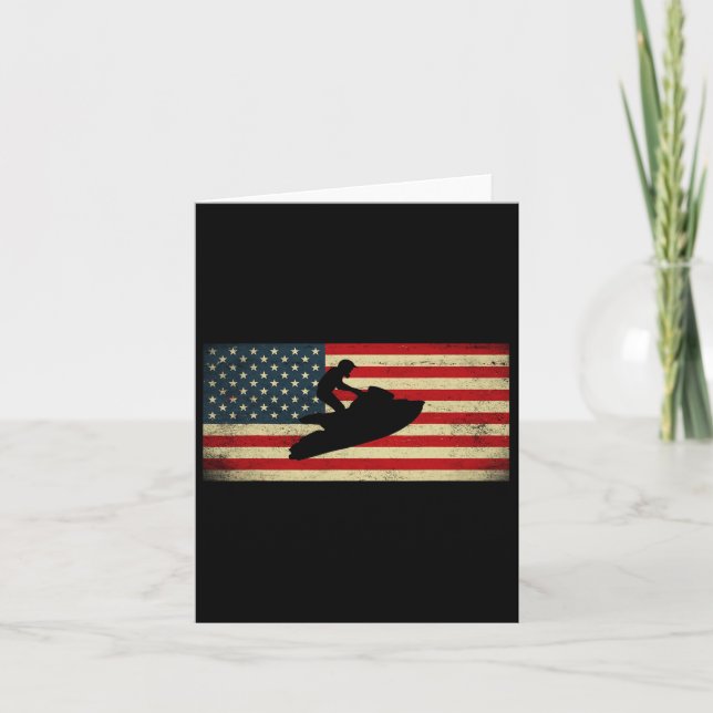Patriotic American USA Flaggenjet Skiing Jet Ski L Karte (Vorderseite)