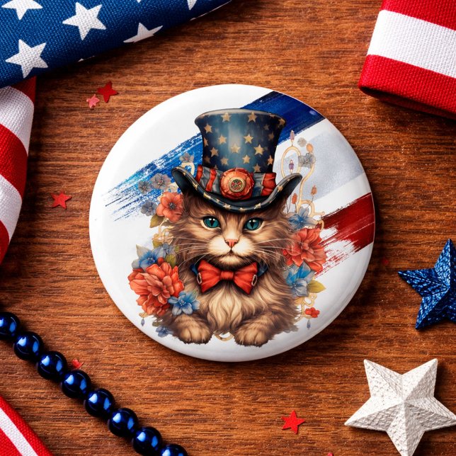 Patriotic Americana Cat Button (Von Creator hochgeladen)