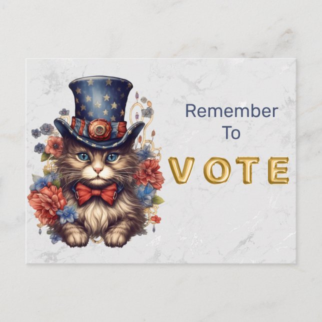 Patriotic Americana Cat Vote Postkarte (Vorderseite)