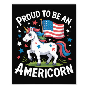 Patriotic Americorn Unicorn 4. Juli Patriotic Fotodruck