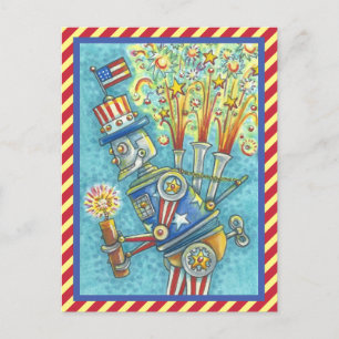 PATRIOTIC AMERIKANISCHE UNABHÄNGIGKEITSTAG FIRWORK POSTKARTE