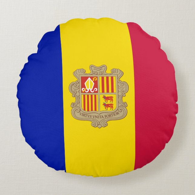 Patriotic Andorra Flag Rundes Kissen (Vorderseite)